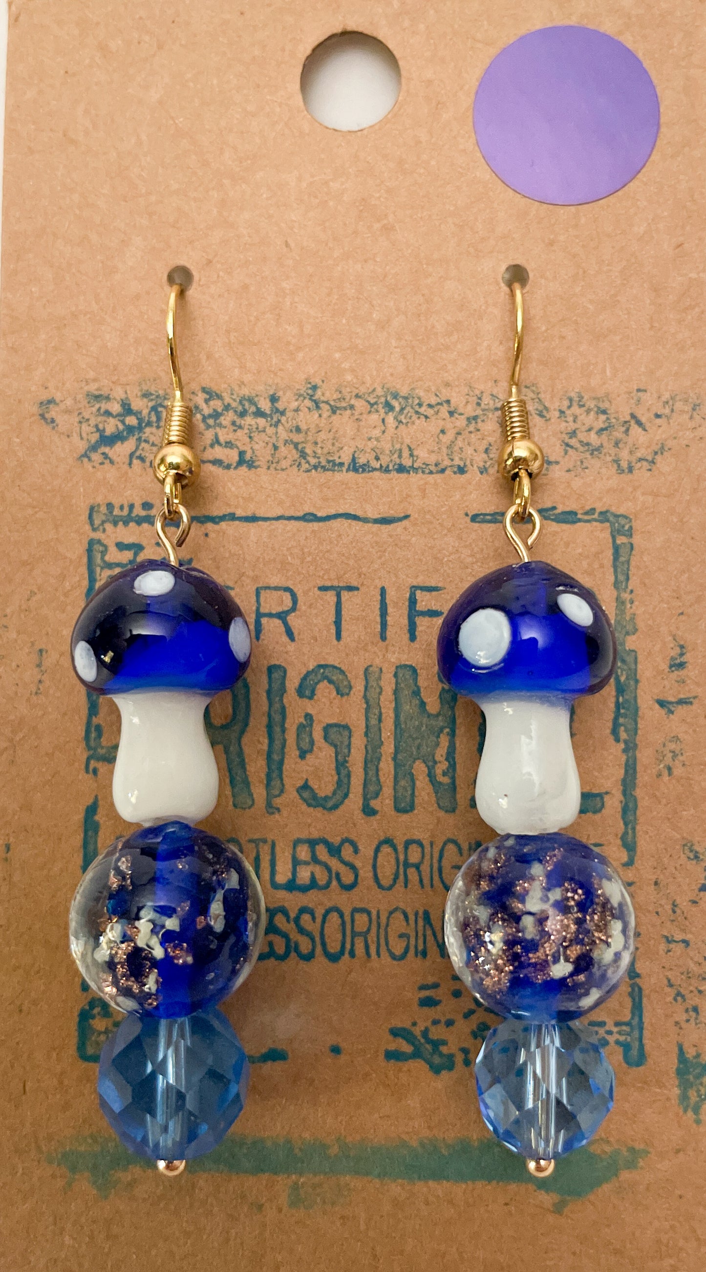 Lampwork Royal Blue Mushies - Handmade Earrings
