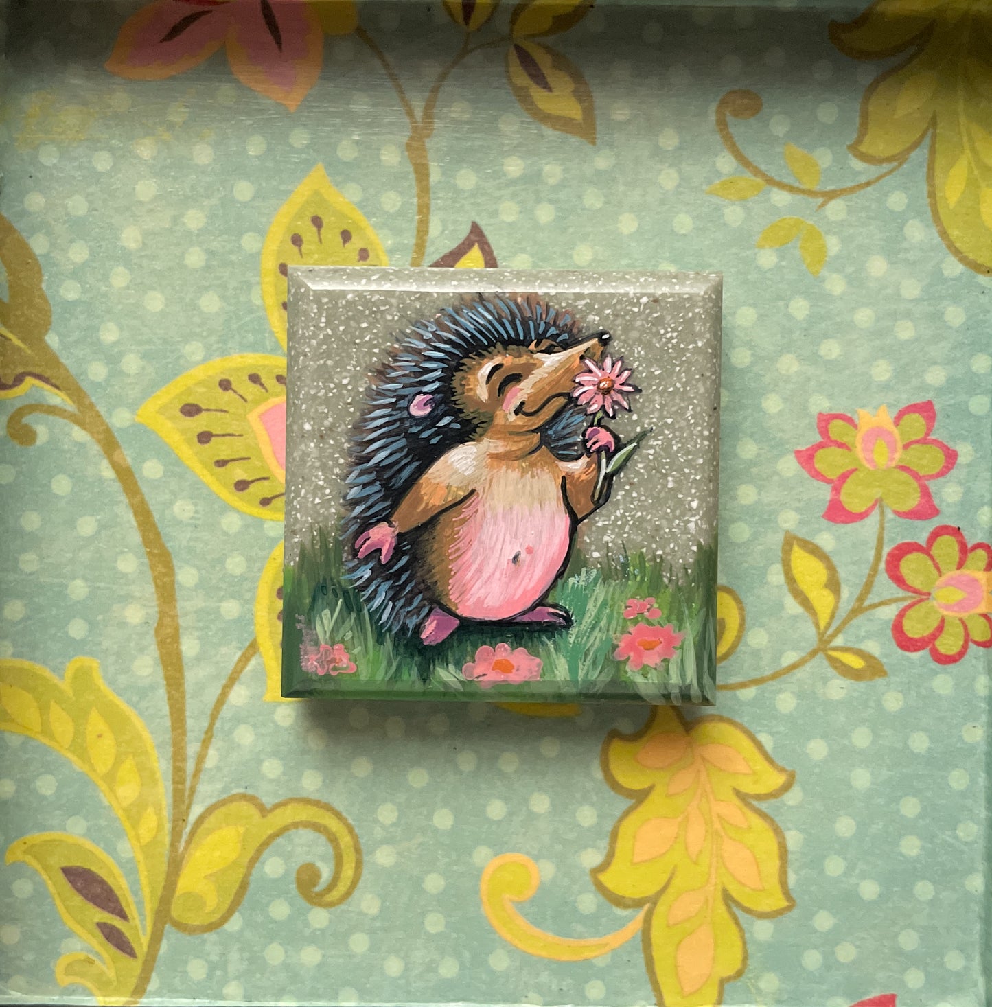 Hedgie with a Flower - Original Painting