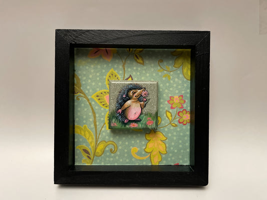 Hedgie with a Flower - Original Painting